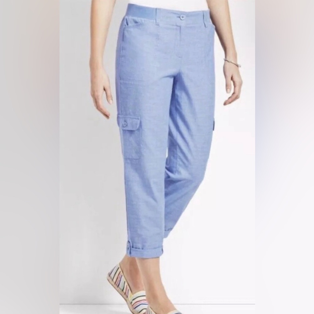 Talbots Pocket Cargo Pants Size 16 Chambray Blue